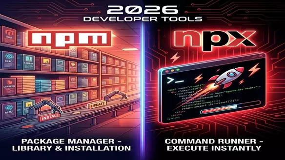Thumbnail for npm vs npx: What is the Difference and When to Use Which? (2026 Guide)